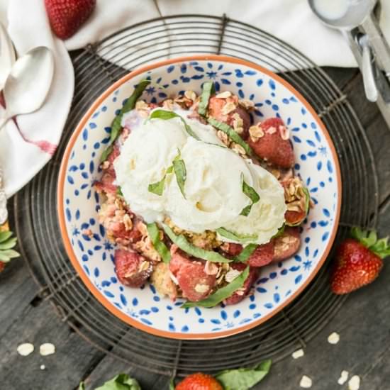 Strawberry Basil Crockpot Cobbler - Recipe photo by the cookie rookie