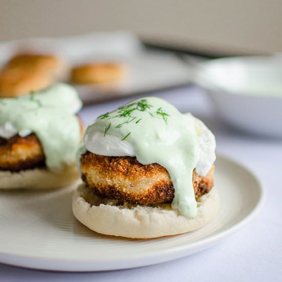 Crab Cakes Benedict - Recipe photo by sprigandflours