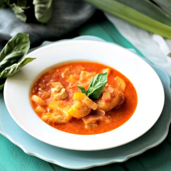 Red Thai Chicken Curry with Basil - Recipe photo by peasandpeonies