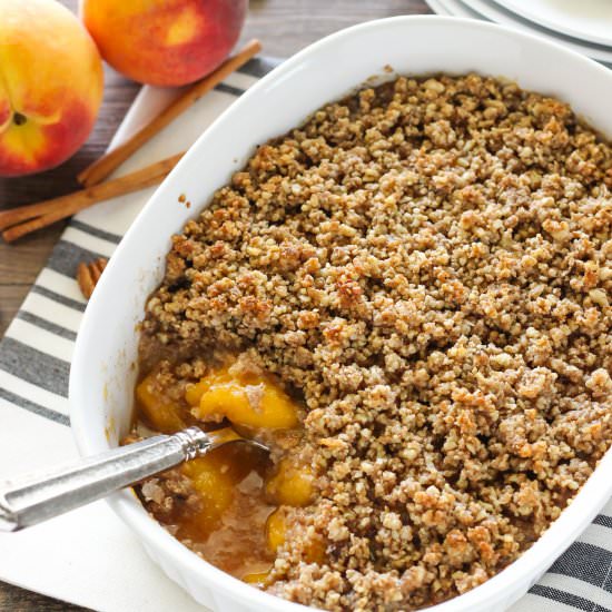 Healthier Peach Crisp - Recipe photo by Purely Katie