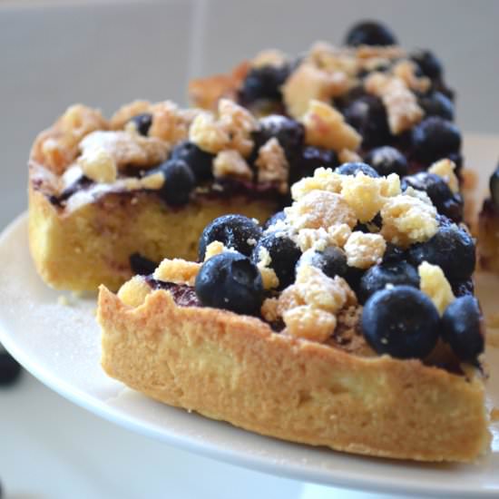 Blueberry Marzipan Crumble Cake - Recipe photo by bakerangel.com