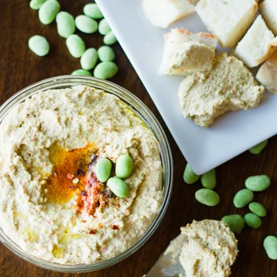 Soybean & Roasted Red Pepper Hummus - Recipe photo by prairiecalifornian
