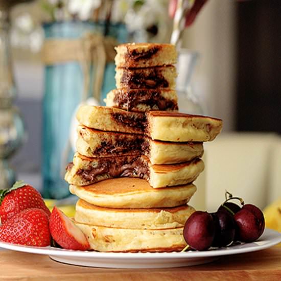 Stuffed Nutella Pancakes - Recipe photo by theforkbite