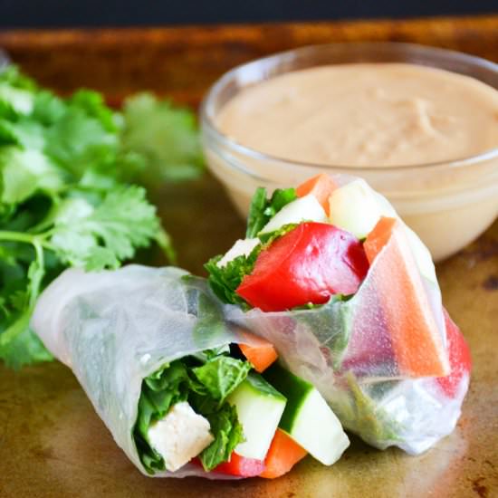 Sweet Potato Spring Rolls w/ Sauce - Recipe photo by The Vanilla Plum