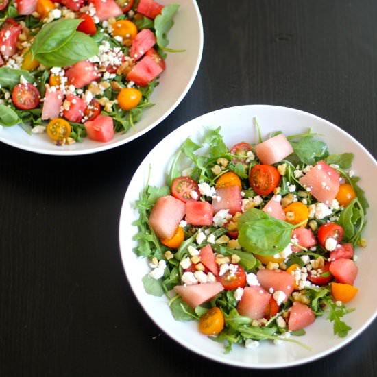Watermelon, Tomato and Feta Salad - Recipe photo by thegirlonbloor