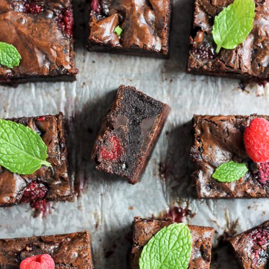 Raspberry Mint Brownies - Recipe photo by bakerita