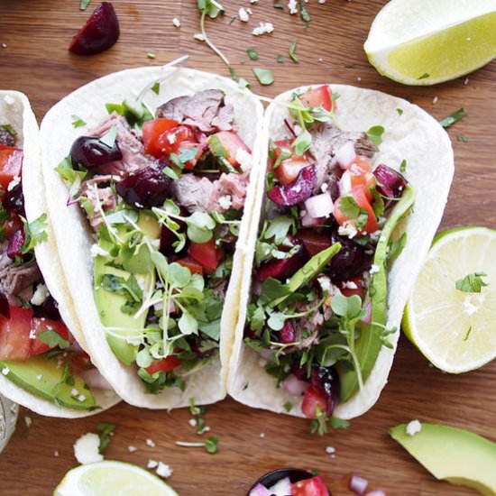 Steak Tacos with Cherry Pico - Recipe photo by thekitchenpaper