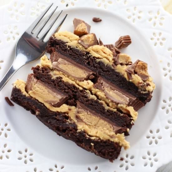 Peanut Butter Cup Brownie Torte - Recipe photo by thegoldlininggirl
