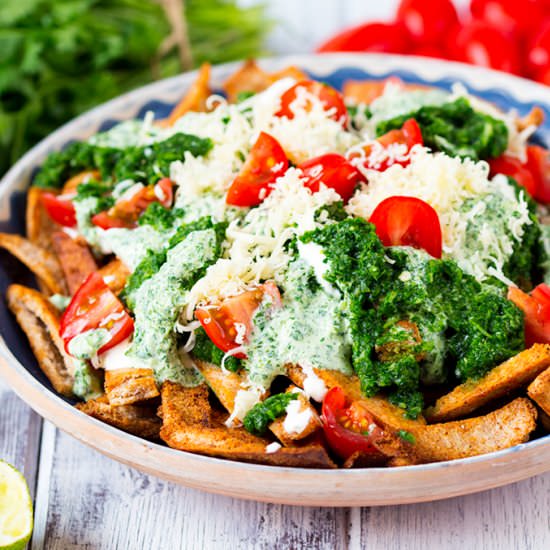 Healthy Nachos with Salsa Verde - Recipe photo by KitchenSanctuary