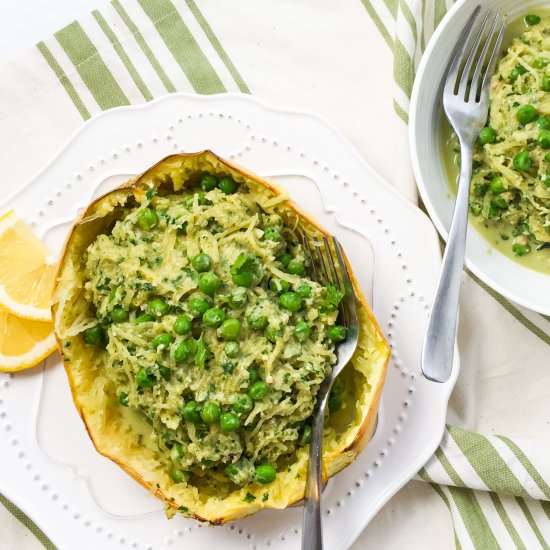 Spaghetti Squash Pesto "Pasta" - Recipe photo by Petite Canteen