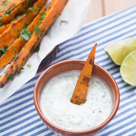 Sweet Potatoes with Garlic Dip - Recipe photo by Stasty