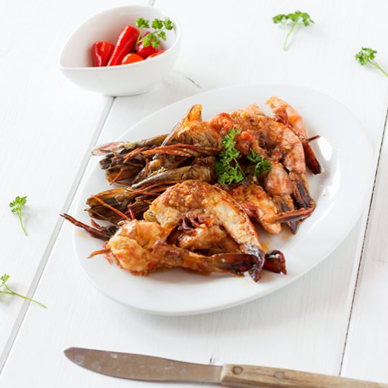 Gambas Peri-Peri Sauce - Recipe photo by frenchgirlcuisine