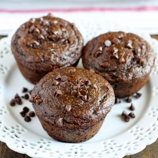 Skinny Double Chocolate Muffins - Recipe photo by livewellbakeoften