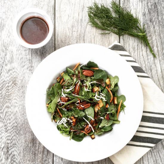 Mâché Salad with Blueberry Coconut Dressing - Recipe photo by poshjournal