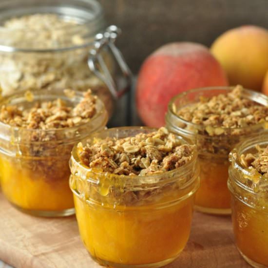 Mason Jar Peach Crisp - Recipe photo by Flavour and Savour