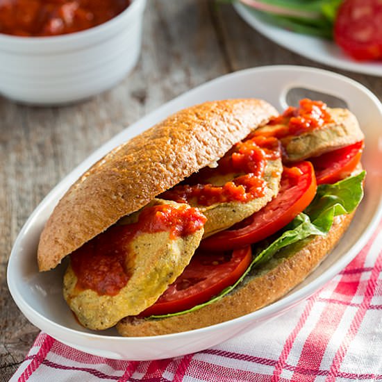 Oven-Fried Eggplant Poboys - Recipe photo by goodneighbor