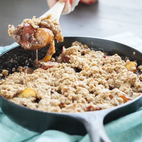 Iron Skillet Peach Crisp - Recipe photo by laughterandlemonade