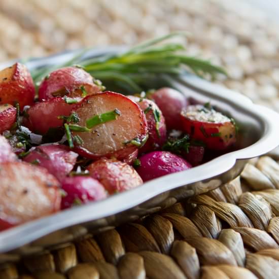 Roasted Radishes with Fresh Herbs - Recipe photo by HealthfulPursuit