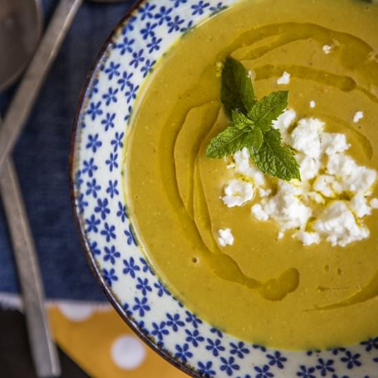 Red Lentil Soup with Sheep Feta Cheese - Recipe photo by 100 Decors