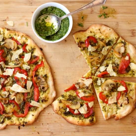 Pesto Crunch Pizza - Recipe photo by borrowedsalt