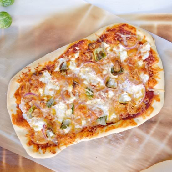 Fig, Brussels & Goat Cheese Pizza - Recipe photo by BoxwoodAvenue
