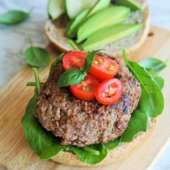 Sun-Dried Tomato Basil Burgers - Recipe photo by thetastybite
