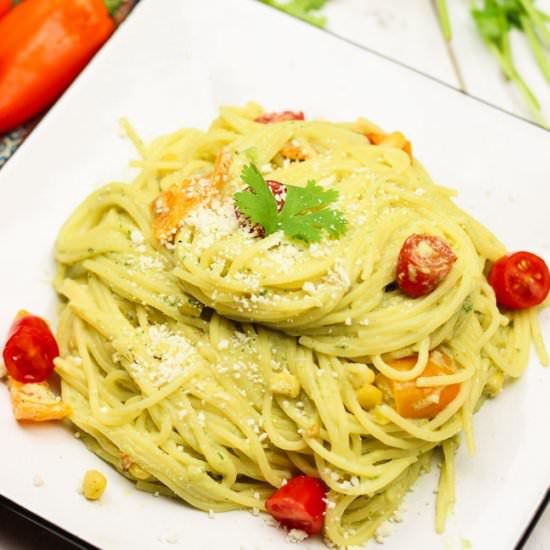 Skinny Spicy Baja Avocado Pasta (GF) - Recipe photo by BlessHerHeartYall