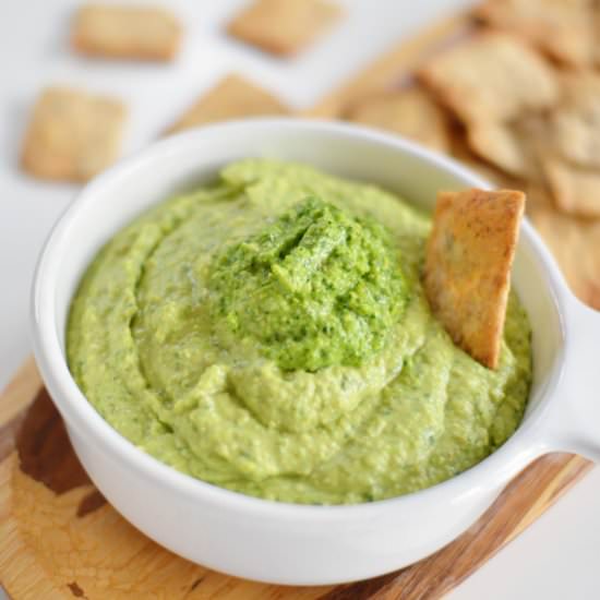 Spinach Pesto Hummus - Recipe photo by LSFoster2
