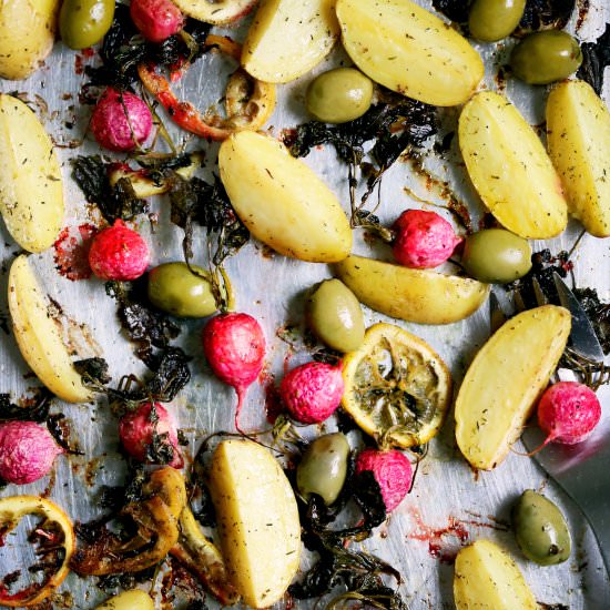 Roasted Lemons, Potatoes & Radishes - Recipe photo by yummybeet
