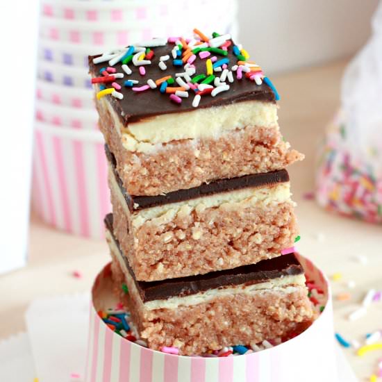 Neopolitan Protein Squares - Recipe photo by Summer Bakes