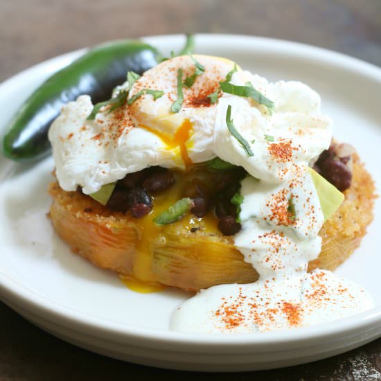 Fried Green Tomato Huevos Rancheros - Recipe photo by TimVidraEats