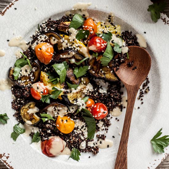 Roasted Eggplant & Summer Squash - Recipe photo by dishing up the dirt