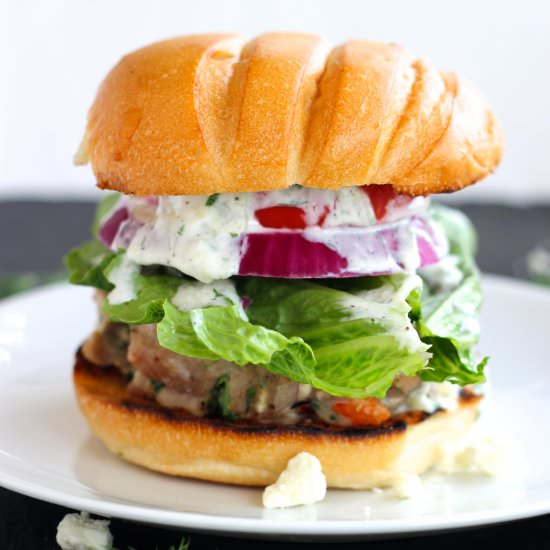 Ultimate Greek Turkey Burger - Recipe photo by Everyday Gourmet with Blakely