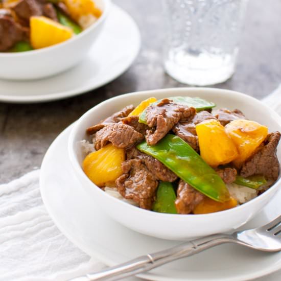 Beef Stir-Fry with Pineapples - Recipe photo by tamingofthespoon
