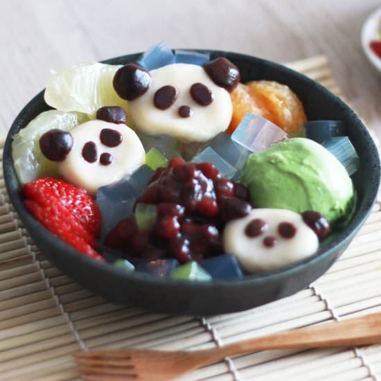 Panda Shiratama Anmitsu - Recipe photo by Yukitchen