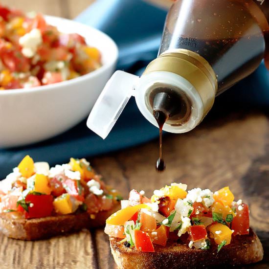 Feta & Basil Bruschetta - Recipe photo by Cooks With Cocktails