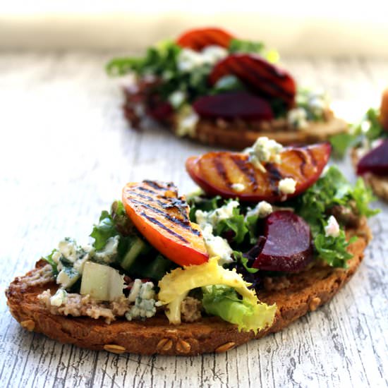 Grilled Peach and Beetroot Tartines - Recipe photo by My Little Expat Kitchen
