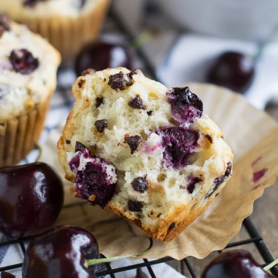 Cherry Chocolate Chip Muffins - Recipe photo by garnishandglaze
