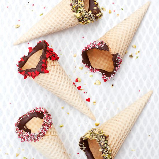 Chocolate Dipped Ice Cream Cones - Recipe photo by littlesugarsnaps
