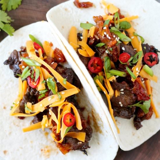 korean inspired grilled beef tacos - Recipe photo by perpetuallyhungry