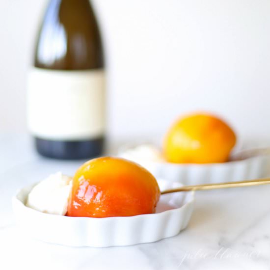Poached Peaches & Mascarpone Cream - Recipe photo by CoordinatelyYours