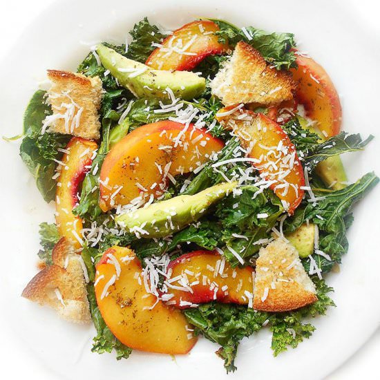 Kale Salad With Peaches and Coconut - Recipe photo by healingtomato