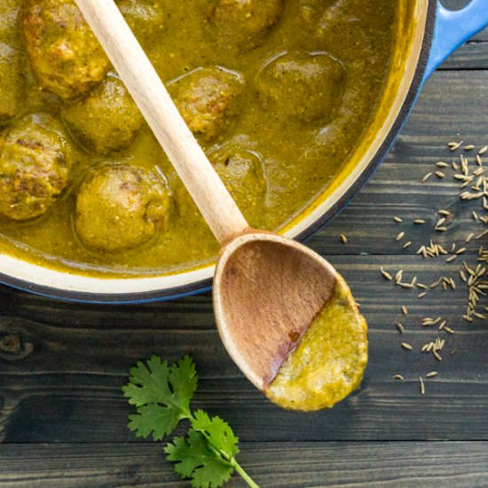 Hatch Chile Verde Pork Meatballs - Recipe photo by brisketandbagels