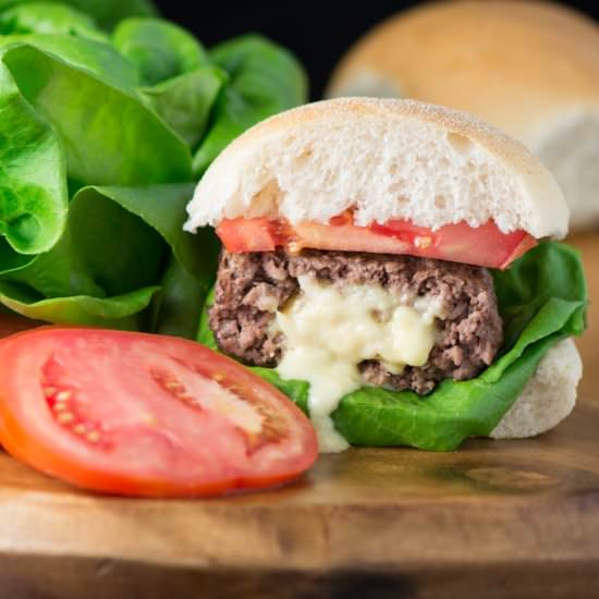 Homemade Cheese Stuffed Burgers - Recipe photo by CharlottesLivelyKitchen
