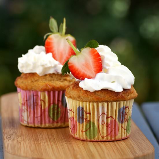 Strawberries Cream Protein Cupcakes - Recipe photo by SouthernInLaw