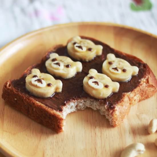 Rilakkuma Choco Banana Toast - Recipe photo by Yukitchen