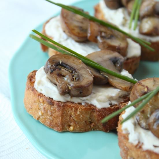 Herb and Garlic Mushroom Crostini - Recipe photo by busybakerblog