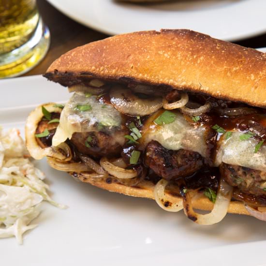 Grilled Meatball Subs - Recipe photo by stripedspatula