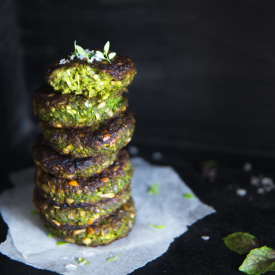 Super Green Pea & Sunflower Patties - Recipe photo by cashewkitchen