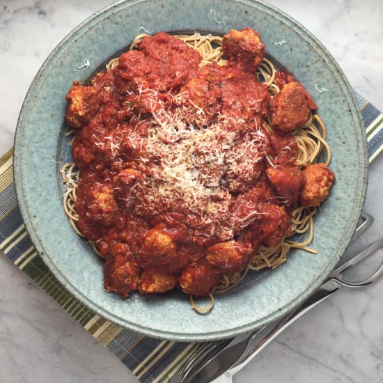 Spaghetti & Meatballs - Recipe photo by thebrookcook.wordpress.com
